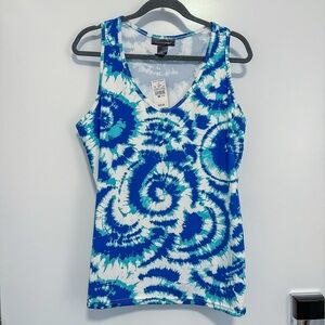 Ashley Stewart Sport Blue Tie Dye Sleeveless Workout Top